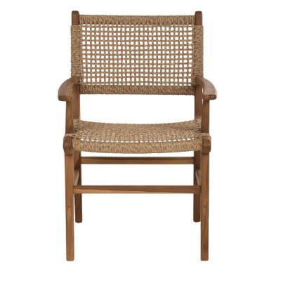 ARMCHAIR NESHA ΗΜ9985.11 SOLID TEAK NATURAL COLOR KNITTED RATTAN ROPE 57Χ57Χ86Hcm.