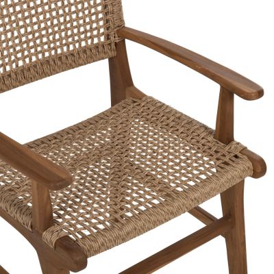 ARMCHAIR NESHA ΗΜ9985.11 SOLID TEAK NATURAL COLOR KNITTED RATTAN ROPE 57Χ57Χ86Hcm.