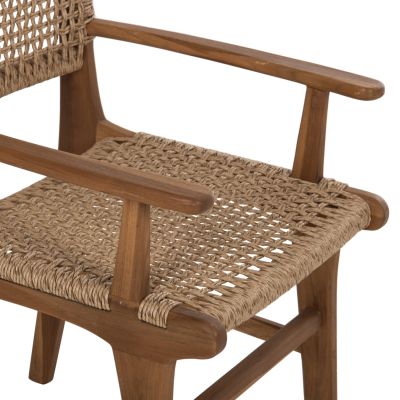 ARMCHAIR NESHA ΗΜ9985.11 SOLID TEAK NATURAL COLOR KNITTED RATTAN ROPE 57Χ57Χ86Hcm.