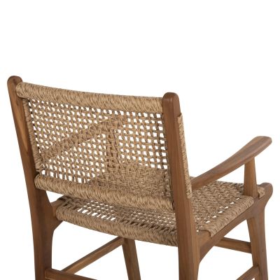 ARMCHAIR NESHA ΗΜ9985.11 SOLID TEAK NATURAL COLOR KNITTED RATTAN ROPE 57Χ57Χ86Hcm.