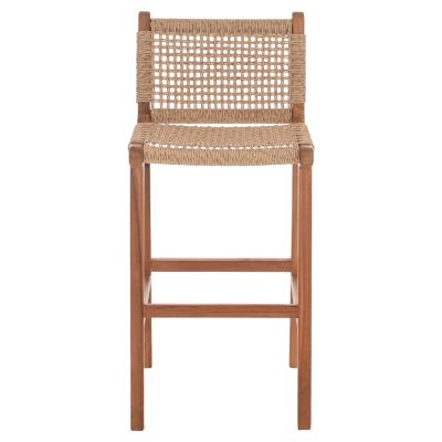 BAR STOOL WITH BACKREST OUTDOORS TEAK WOOD AND ROPE HM9381.01 40X53X89Hcm.