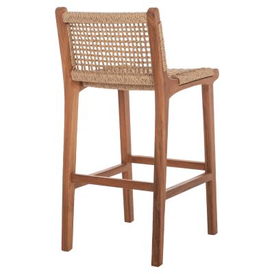 BAR STOOL WITH BACKREST OUTDOORS TEAK WOOD AND ROPE HM9381.01 40X53X89Hcm.