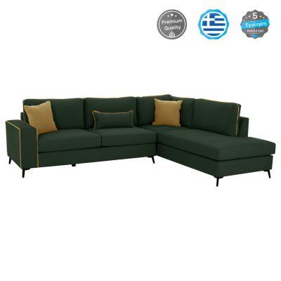 SOFA RIGHT CORNER DIVA HM3254.17R IN CYPRESS GREEN WATER-REPELLANT FABRIC 290x235x94Hcm.