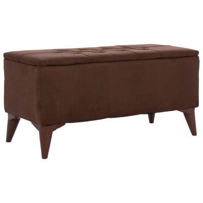 LONG STOOL-TRUNK STROL HM9261.04 BROWN FABRIC QUILTED SEAT 90x40x46Hcm.