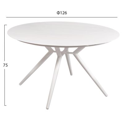 OUTDOOR TABLE ROUND HIGER HM6061.01 WHITE ALUMINUM Φ126Χ73Hcm.