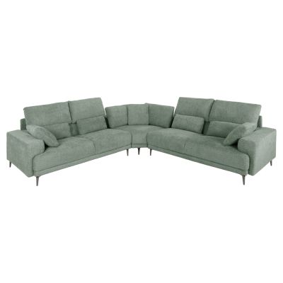 CORNER SOFA SYMMET HM3269.06 MINT FABRIC-GLOSSY ANTHRACITE LEGS 314x314x90-102Hcm.