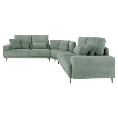 CORNER SOFA SYMMET HM3269.06 MINT FABRIC-GLOSSY ANTHRACITE LEGS 314x314x90-102Hcm.