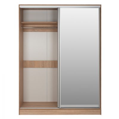 WARDROBE 180X60X210 SLIDING DOORS WITH MIRROR SONAMA OAK HM2437