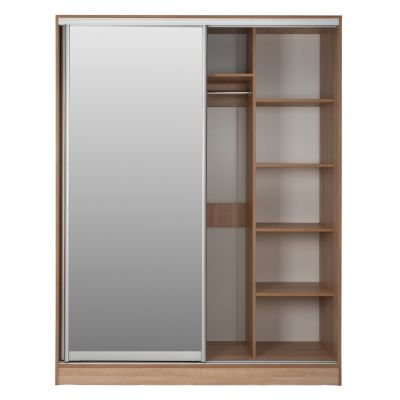 WARDROBE 180X60X210 SLIDING DOORS WITH MIRROR SONAMA OAK HM2437