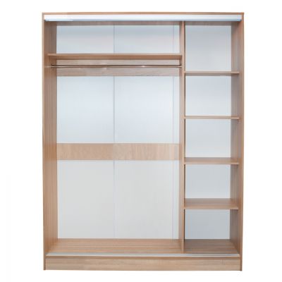 WARDROBE 180X60X210 SLIDING DOORS WITH MIRROR SONAMA OAK HM2437