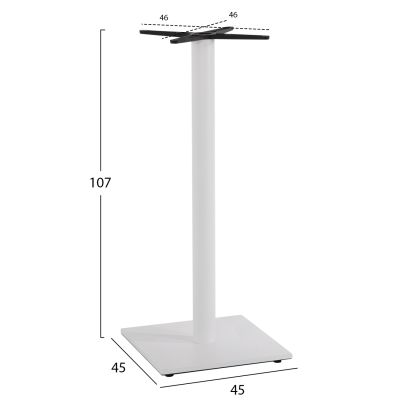 BASE FOR BAR TABLE HM439.02 METAL IN WHITE MATTE WITH HEIGHT ADJUSTERS 45Χ45Χ107Hcm.