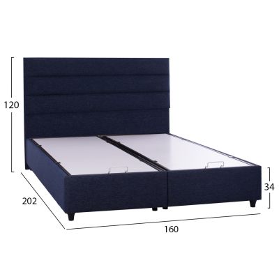 HM623.08 BED ELOISE,BLUE FABRIC,STORAGE SPACE,160x200 cm.