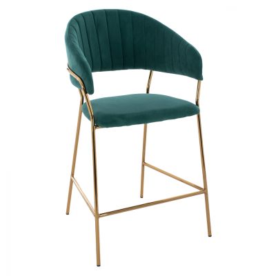 MEDIUM HEIGHT STOOL HM8734.03 GREEN VELVET GOLDEN FRAME 60x55x100Y cm.