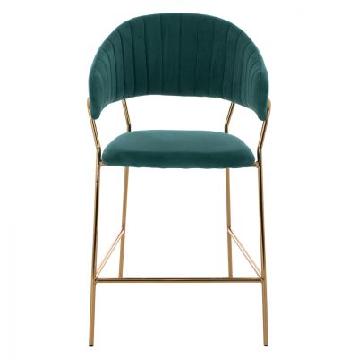 MEDIUM HEIGHT STOOL HM8734.03 GREEN VELVET GOLDEN FRAME 60x55x100Y cm.