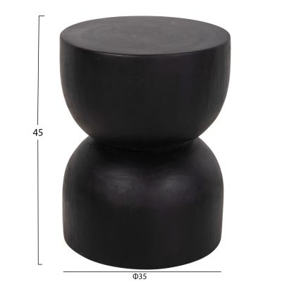 ROUND STOOL FEBRY HM9753.02 SOLID SUAR WOOD IN BLACK Φ35x45Hcm.