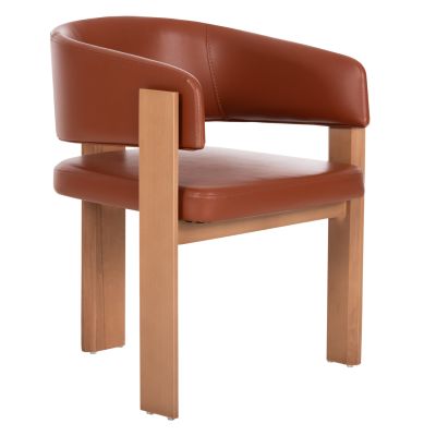 ARMCHAIR OREL HM18143.03 WALNUT WOOD-PU IN TAMBA COLOR 59x58x79Hcm.