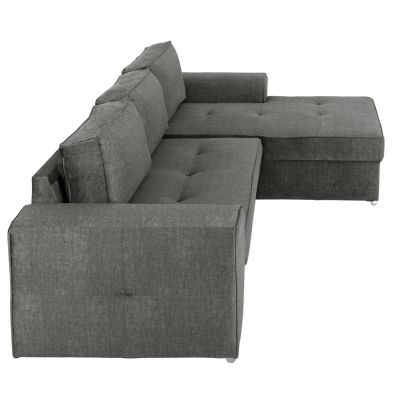 RIGHT CORNER SOFA NACHO HM3279.02R ANTHRACITE FABRIC-SILVER METAL LEGS 270x163x88Hcm.