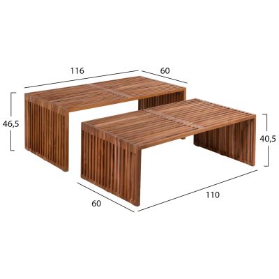 ХОЛНА МАСА КОМПЛЕКТ 2 БР. NYA HM9548 ТИКОВО ДЪРВО В ЕСТЕСТВЕН ЦВЯТ 116x60x46,5Hcm.