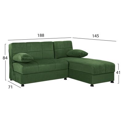 Corner Sofa with 2 Storage Spaces HM3134.07 Ege Cypress Green 188x145x84cm