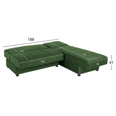 Corner Sofa with 2 Storage Spaces HM3134.07 Ege Cypress Green 188x145x84cm