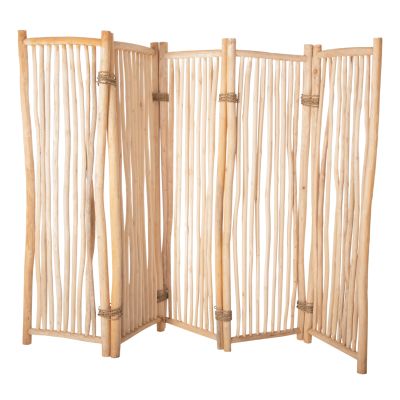 DIVIDER WITH 5 LEAFS ZENDOR HM4320 TEAK BRANCHES IN NATURAL 216-275x180Hcm.