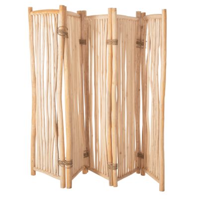 DIVIDER WITH 5 LEAFS ZENDOR HM4320 TEAK BRANCHES IN NATURAL 216-275x180Hcm.