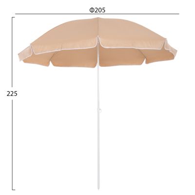 BEACH UMBRELLA WITH 8 FIBERGLASS SPOKES 2.00m HM6015.04 MOCHA COLOR-WHITE POLE