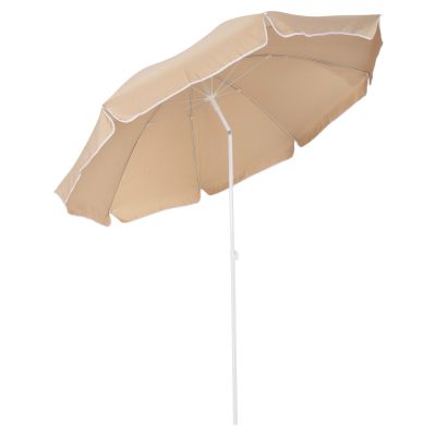 BEACH UMBRELLA WITH 8 FIBERGLASS SPOKES 2.00m HM6015.04 MOCHA COLOR-WHITE POLE