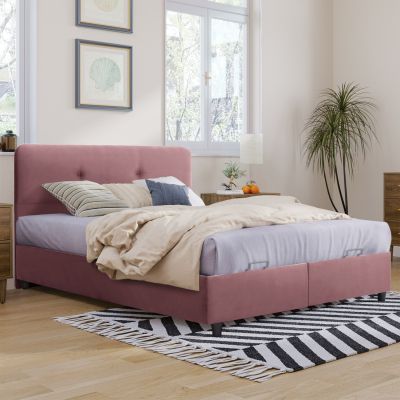 HM631.12 bed DOLORES, storage space, dusty pink velvet, 160x200