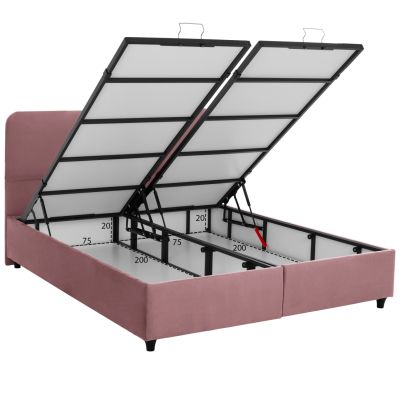 HM631.12 bed DOLORES, storage space, dusty pink velvet, 160x200