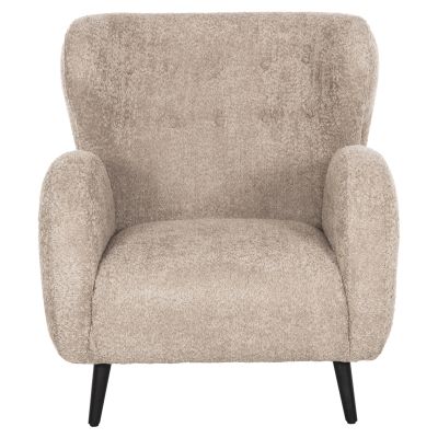 ARMCHAIR KRYLY HM9593.07 BEIGE BOUCLE FABRIC-BLACK WOODEN LEGS 83x87x89Hcm.