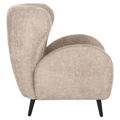 ARMCHAIR KRYLY HM9593.07 BEIGE BOUCLE FABRIC-BLACK WOODEN LEGS 83x87x89Hcm.