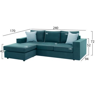 CORNER SOFA HM3257.05 MONACO INTERCHANGEABLE WATER-REPELLANT 240x170x86