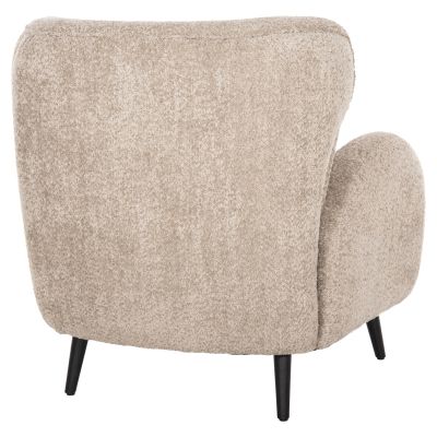 ARMCHAIR KRYLY HM9593.07 BEIGE BOUCLE FABRIC-BLACK WOODEN LEGS 83x87x89Hcm.