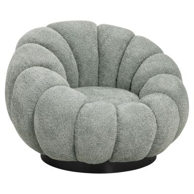 ARMCHAIR SWIVEL GRYMM HM9601.05 PISTACHIO GREEN BOUCLE-BLACK METAL BASE 90x93x65Hcm.