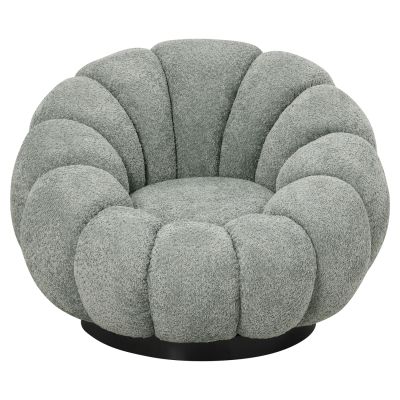 ARMCHAIR SWIVEL GRYMM HM9601.05 PISTACHIO GREEN BOUCLE-BLACK METAL BASE 90x93x65Hcm.