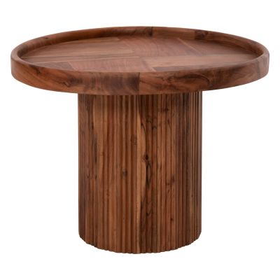 COFFEE TABLE ROUND RAJJEH HM9693 SOLID ACACIA WOOD IN NATURAL COLOR Φ60x45Hcm.