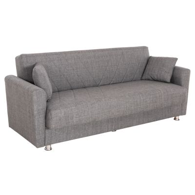 SOFA-BED 3-SEATER ANDRE HM3282.03 ANTHRACITE FABRIC-STORAGE SPACE 214x82x84Hcm.