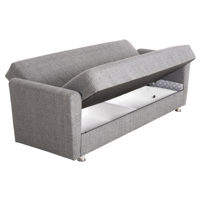 SOFA-BED 3-SEATER ANDRE HM3282.03 ANTHRACITE FABRIC-STORAGE SPACE 214x82x84Hcm.