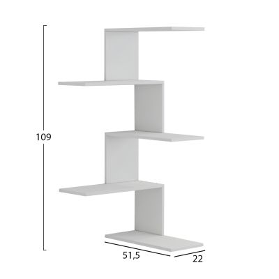 WALL SHELVES RORY HM8931.11 MELAMINE IN WHITE 22x51,5x109Hcm.