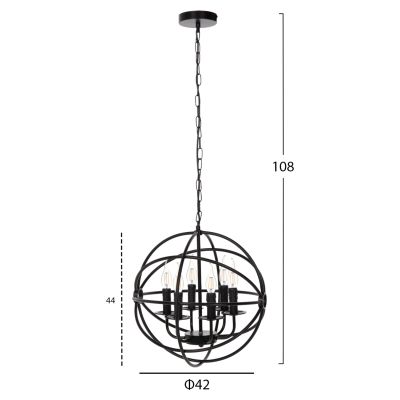 ПАНЕЛЕН ЛАМПА HM4127 ЧЕРНА МЕТАЛНА СФЕРА 6-LIGHT Φ42x108Hcm.