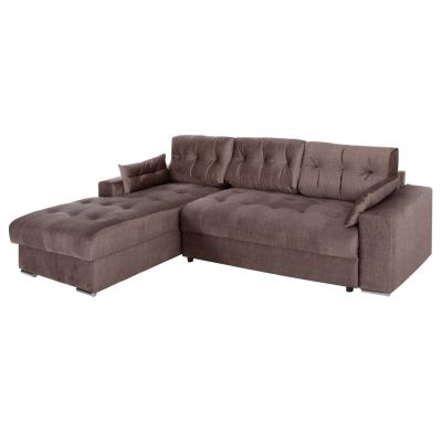 CORNER (LEFT) SOFA-BED WITH STORAGE SPACE CLANCY HM3281.03L BROWN FABRIC 308x181x92Hcm.