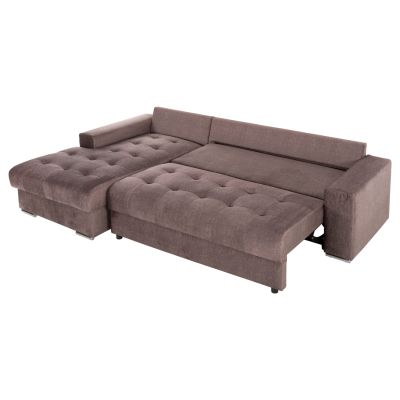 CORNER (LEFT) SOFA-BED WITH STORAGE SPACE CLANCY HM3281.03L BROWN FABRIC 308x181x92Hcm.