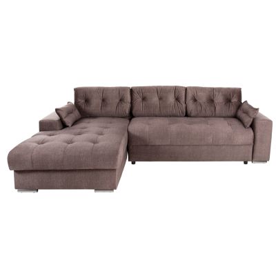 CORNER (LEFT) SOFA-BED WITH STORAGE SPACE CLANCY HM3281.03L BROWN FABRIC 308x181x92Hcm.