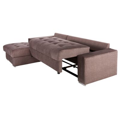 CORNER (LEFT) SOFA-BED WITH STORAGE SPACE CLANCY HM3281.03L BROWN FABRIC 308x181x92Hcm.