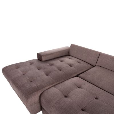 CORNER (LEFT) SOFA-BED WITH STORAGE SPACE CLANCY HM3281.03L BROWN FABRIC 308x181x92Hcm.