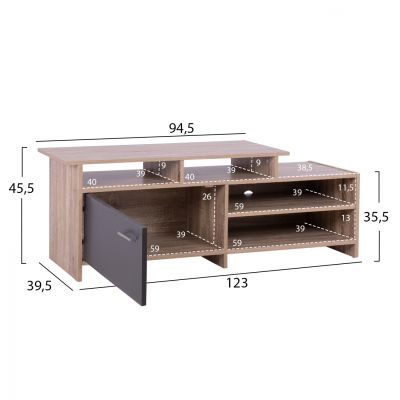 TV UNIT SCOTT HM8766.02 128X39X46Y cm. SONAMA GRAY