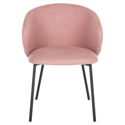 DINING CHAIR ISIAH HM9615.02 DUSTY PINK FABRIC-BLACK METAL LEGS 56x56x76Hcm.