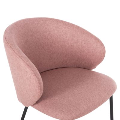 DINING CHAIR ISIAH HM9615.02 DUSTY PINK FABRIC-BLACK METAL LEGS 56x56x76Hcm.