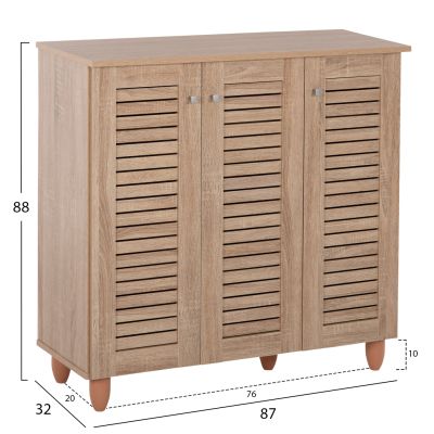 SHOE CABINET PROLLY HM9609.02 MELAMINE IN SONOMA-3 DOORS-4 SHELVES 87x32x88Hcm.